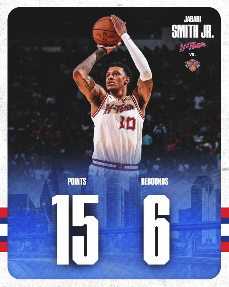 火箭主场大胜尼克斯 官方发布五人首发及第六人数据海报