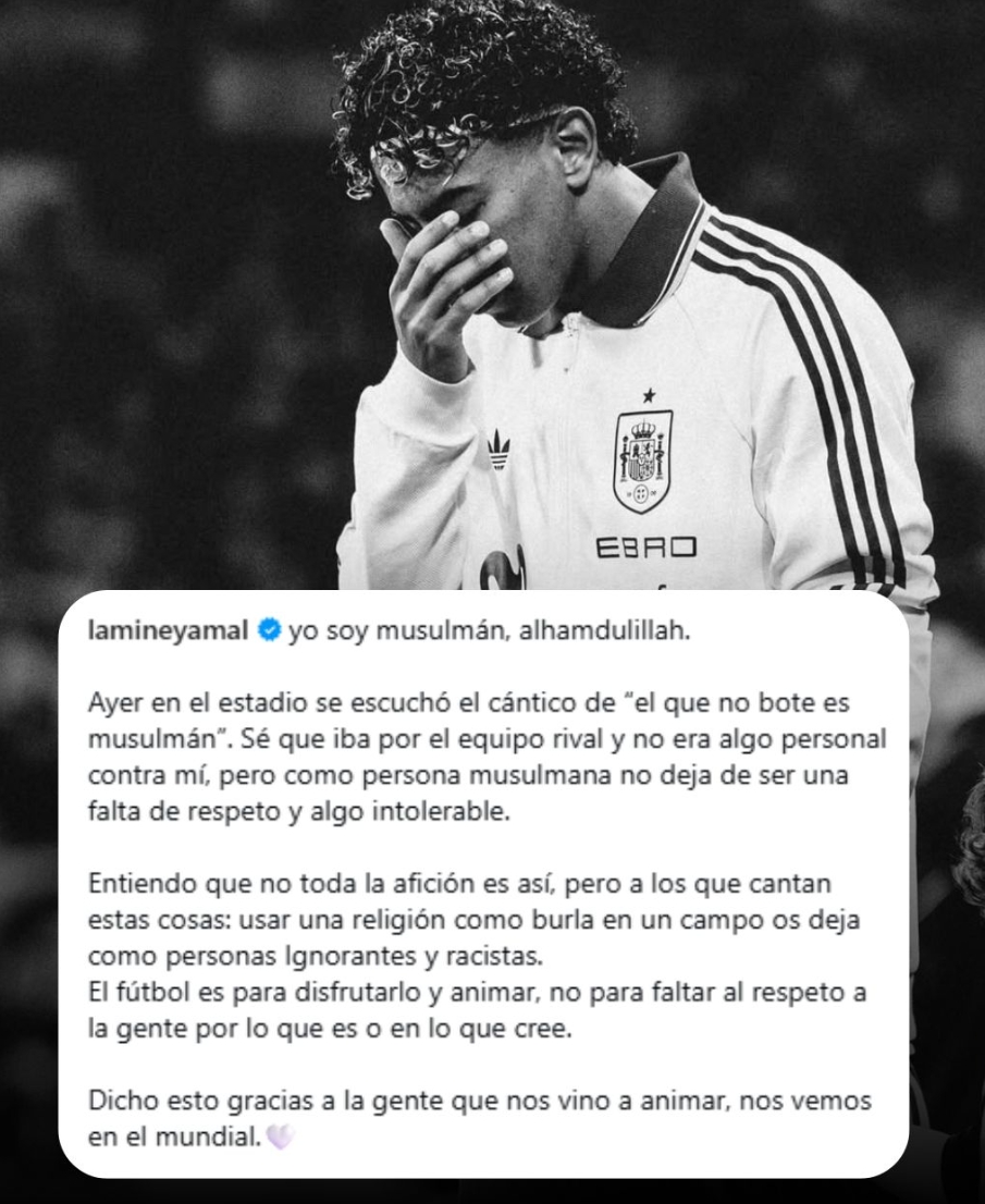 亚马尔公开谴责歧视歌曲 强调足球不应攻击信仰