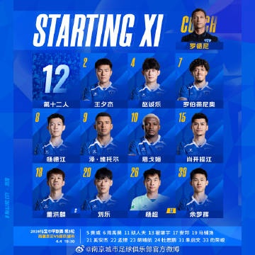 中甲第三轮南通支云南京城市首发公布 双方均调整外援配置