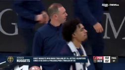 [约杨拥抱]赛后约基奇找到杨瀚森 两人拥抱