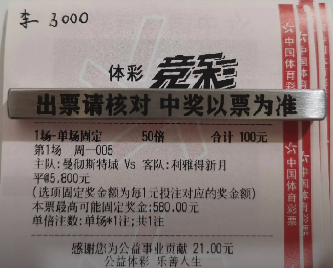 曼城2-2利雅得新月造世俱杯最大冷门，彩民3000元博冷平揽1.74万