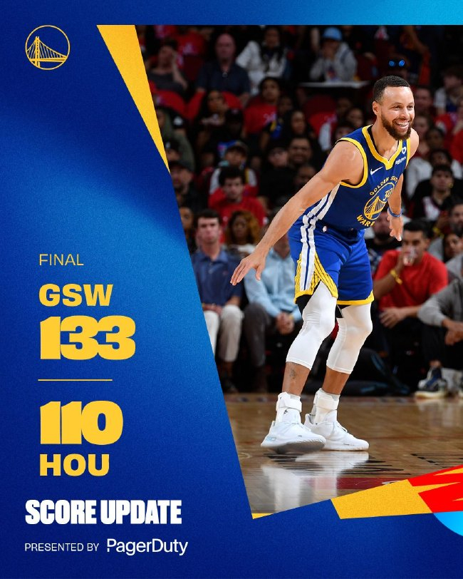 水花合砍58分，勇士133-110大胜火箭获6连胜，火箭附加赛仅剩理论希望