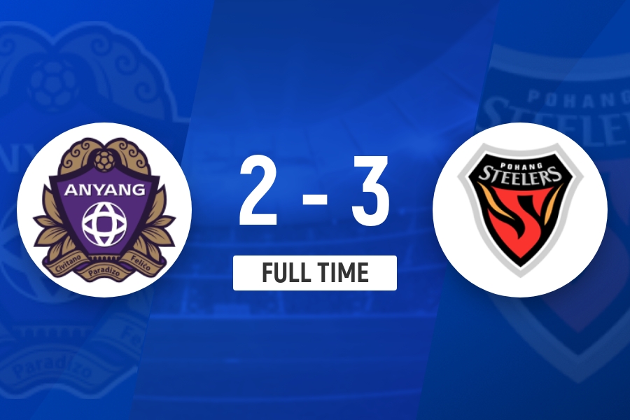 万德森双响李昊宰绝杀，10人浦项制铁客场3-2险胜安养FC