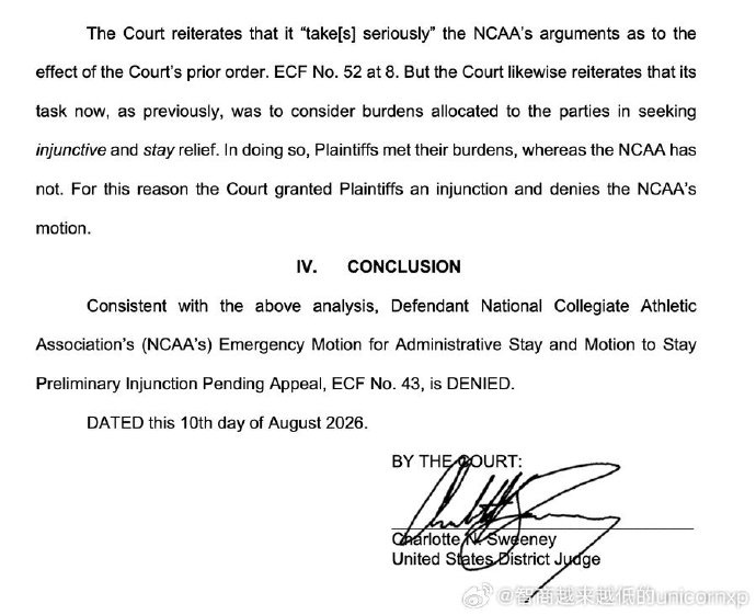 NCAA两项中止申请全被驳回 22届球员获第五年参赛资格
