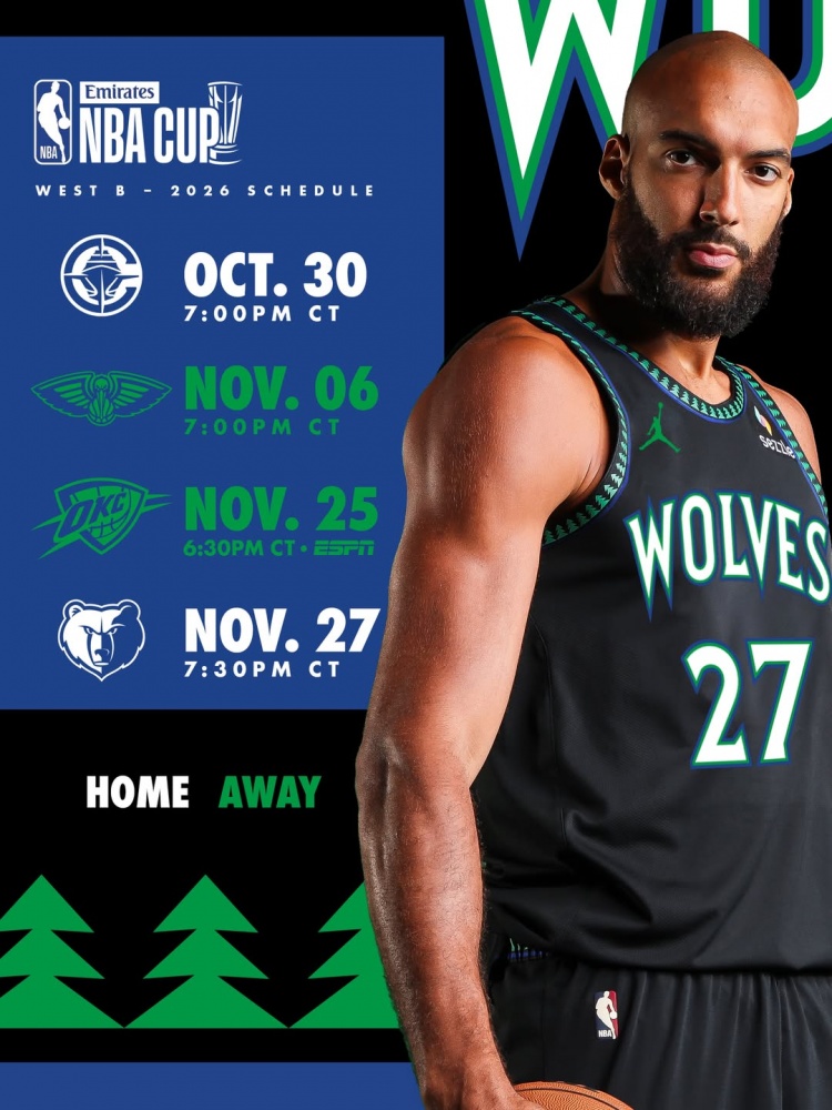 森林狼NBA杯赛程公布 首战快船收官灰熊