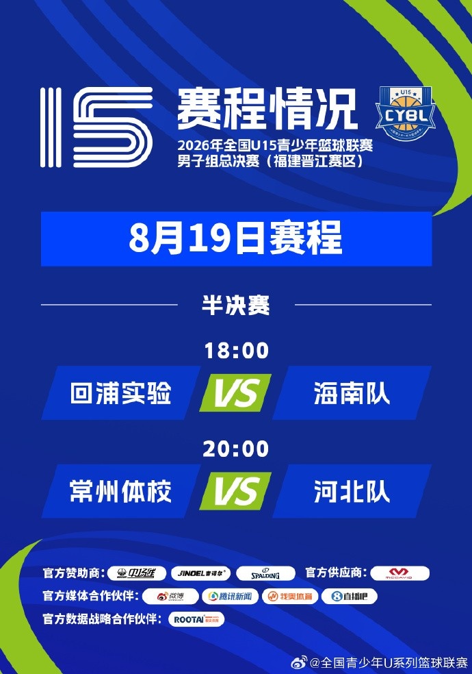 U15总决赛半决赛对阵出炉：回浦实验遇海南 常州体校碰河北