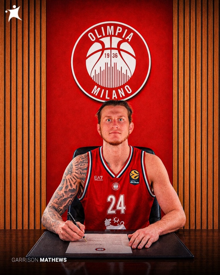 前NBA后卫加里森·马修斯1+1合同加盟米兰奥林匹亚